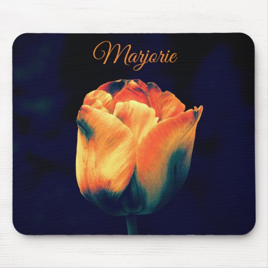 Oranje en groene Tulp *Personaliseren* Muismat (Voorkant)