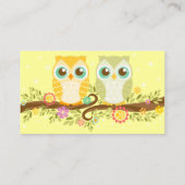 Oranje en groene uilen - Luier Raffle Ticket Informatiekaartje (Achterkant)