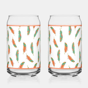 Oranje en groene veer glas