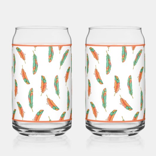 Oranje en groene veer glas (Voorkant)
