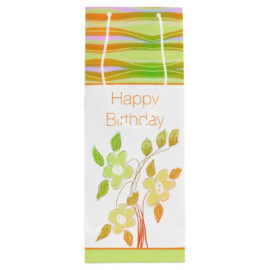 Oranje en groene vloerbedekking wijn cadeautas (Achterkant)