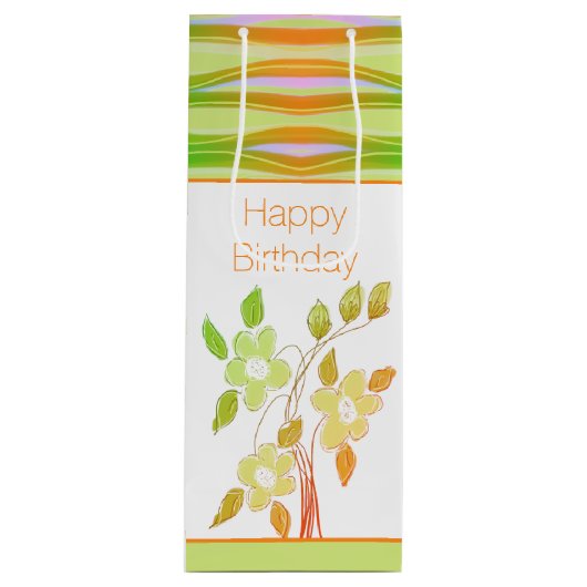 Oranje en groene vloerbedekking wijn cadeautas (Voorkant)