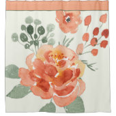 Oranje en groene waterverf floraal douchegordijn (Voorkant)