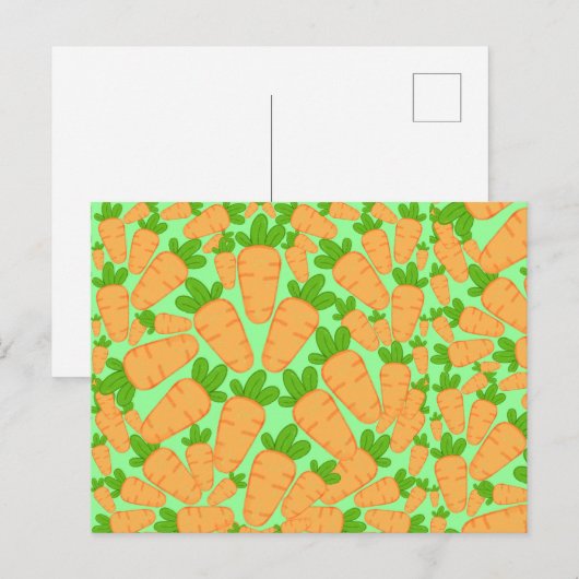 Oranje en groene wortelen briefkaart (Voorkant / Achterkant)