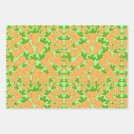 Oranje en groene wortelen inpakpapier vel
