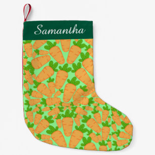 Oranje en groene wortelen kleine kerstsok