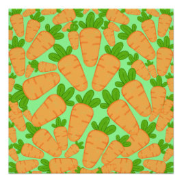 Oranje en groene wortelen perfect poster