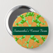 Oranje en groene wortelen ronde button 4,0 cm (Voorkant /achterkant)