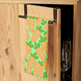 Oranje en groene wortelen theedoek