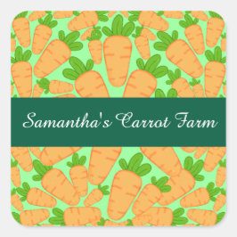 Oranje en groene wortelen vierkante sticker
