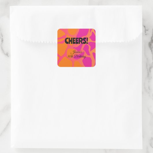 Oranje en heet roze verloop Cheers Vierkante Sticker (Tas)