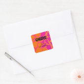 Oranje en heet roze verloop Cheers Vierkante Sticker (Envelop)