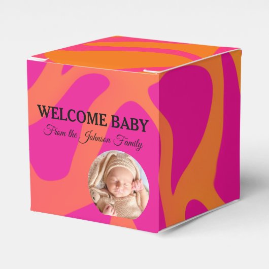 Oranje en heet roze verloop Favor Doos Bedankdoosjes (Voorkant Zijde)