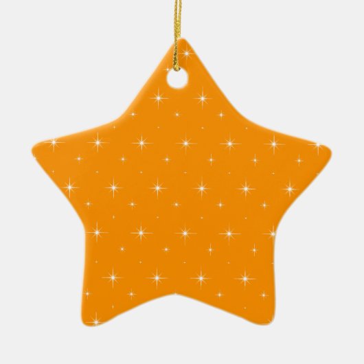 Oranje en heldere sterren keramisch ornament (Voorkant)