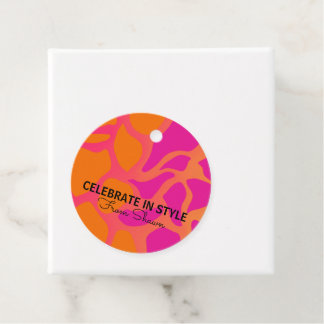 Oranje en hete roze gradiënt vieren in stijl bedankjes labels