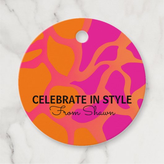 Oranje en hete roze gradiënt vieren in stijl bedankjes labels (Voorkant)