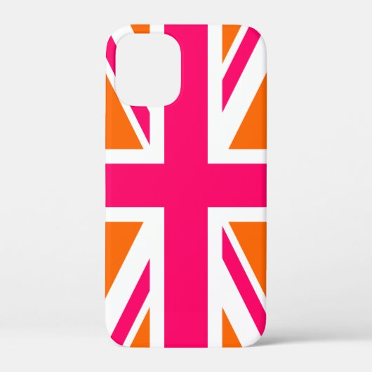 Oranje en hete roze Union Jack Case-Mate iPhone Case (Achterkant)