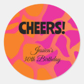 Oranje en hete roze verloop Cheers Ronde Sticker (Voorkant)