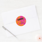 Oranje en hete roze verloop Cheers Ronde Sticker (Envelop)