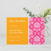 Oranje en Hot Pink Damask sparen de Kaart van de D (Staand voorkant)