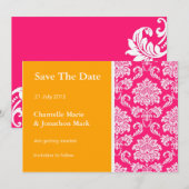 Oranje en Hot Pink Damask sparen de Kaart van de D (Voorkant / Achterkant)