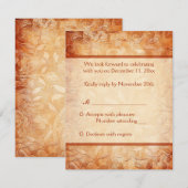 Oranje en ivoor Bloemige antwoordkaart RSVP Kaartje (Voorkant / Achterkant)