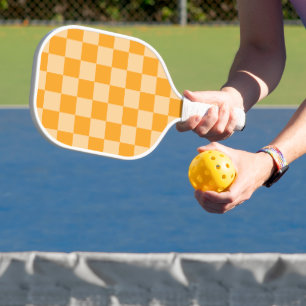 Oranje en Licht Oranje Schaakbord Pickleball Paddle