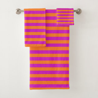 Oranje en magenta strepes bad handdoek