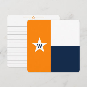 Oranje en marineblauwe Texas Flag Flat Kaart