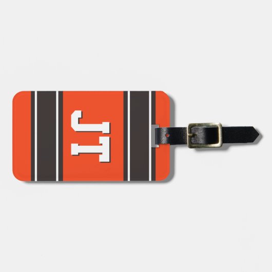 Oranje en middelgrote bruinsportStripes gepersonal Bagagelabel (Voorkant horizontaal)