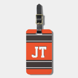 Oranje en middelgrote bruinsportStripes gepersonal Bagagelabel