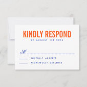 Oranje en nagemaakte moderne typografie RSVP-Kaart RSVP Kaartje (Voorkant)