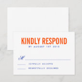 Oranje en nagemaakte moderne typografie RSVP-Kaart RSVP Kaartje (Voorkant / Achterkant)