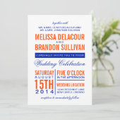 Oranje en nagemaakte moderne typografie-weddenscha kaart (Staand voorkant)