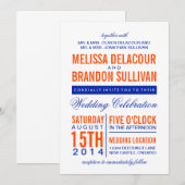 Oranje en nagemaakte moderne typografie-weddenscha kaart (Voorkant / Achterkant)