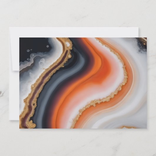 Oranje en Navy Blue Agate trendy bruiloft Kaart (Achterkant)