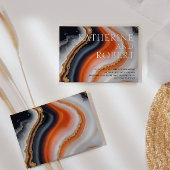 Oranje en Navy Blue Agate trendy bruiloft Kaart