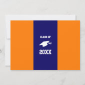 Oranje en Navy Blue Custom Athlete Afstuderen Kaart (Achterkant)