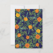 Oranje en Navy Blue Peony Roos Wedding Save Date Kaart (Achterkant)