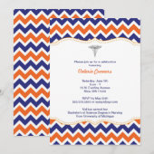 Oranje en Navy Chevron Nurse Afstuderen Invite RN Kaart (Voorkant / Achterkant)