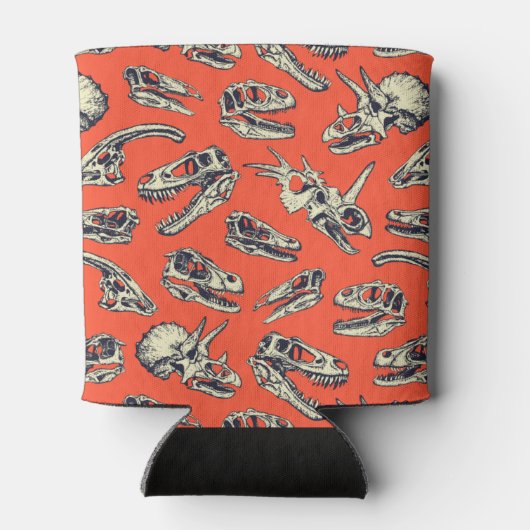 Oranje en Navy Dinosaur Skulls Blikjeskoeler (Achterkant)