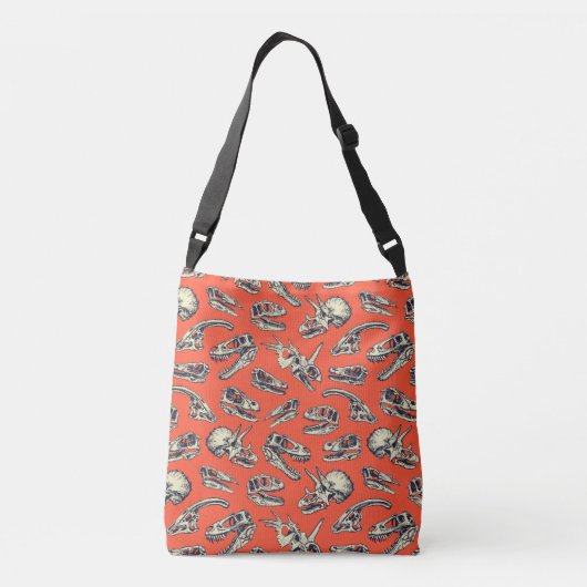 Oranje en Navy Dinosaur Skulls Crossbody Tas (Achterkant)