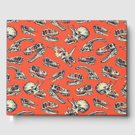 Oranje en Navy Dinosaur Skulls Gastenboek