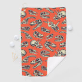 Oranje en Navy Dinosaur Skulls Golfhanddoek (Insitu)