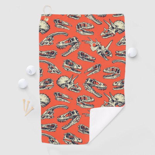 Oranje en Navy Dinosaur Skulls Golfhanddoek (Insitu)