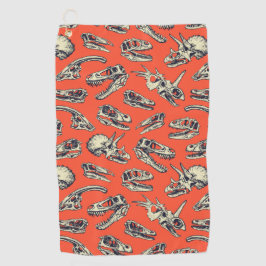Oranje en Navy Dinosaur Skulls Golfhanddoek