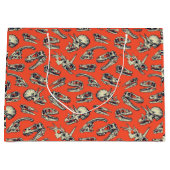 Oranje en Navy Dinosaur Skulls Groot Cadeauzakje (Voorkant)