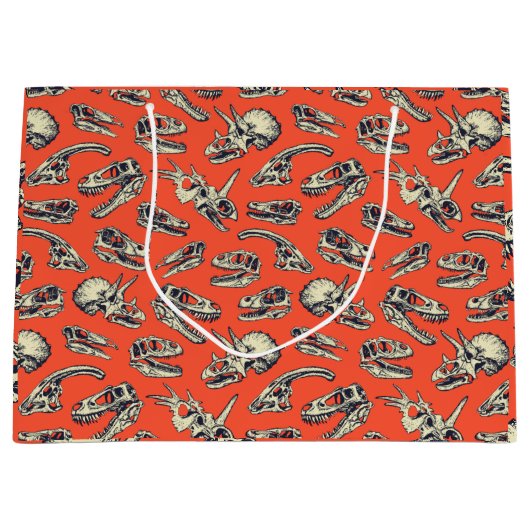 Oranje en Navy Dinosaur Skulls Groot Cadeauzakje (Voorkant)