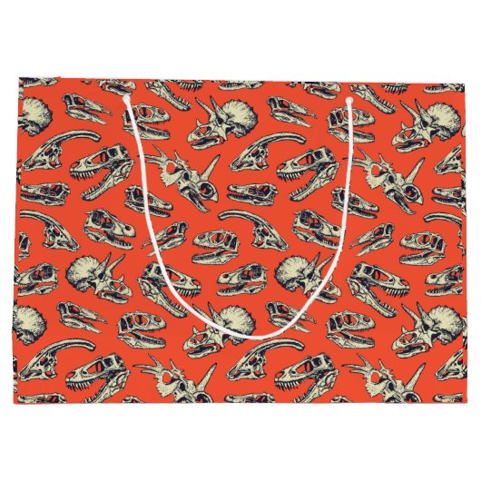 Oranje en Navy Dinosaur Skulls Groot Cadeauzakje (Achterkant)