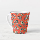 Oranje en Navy Dinosaur Skulls Latte Mok (Linkerhoek)